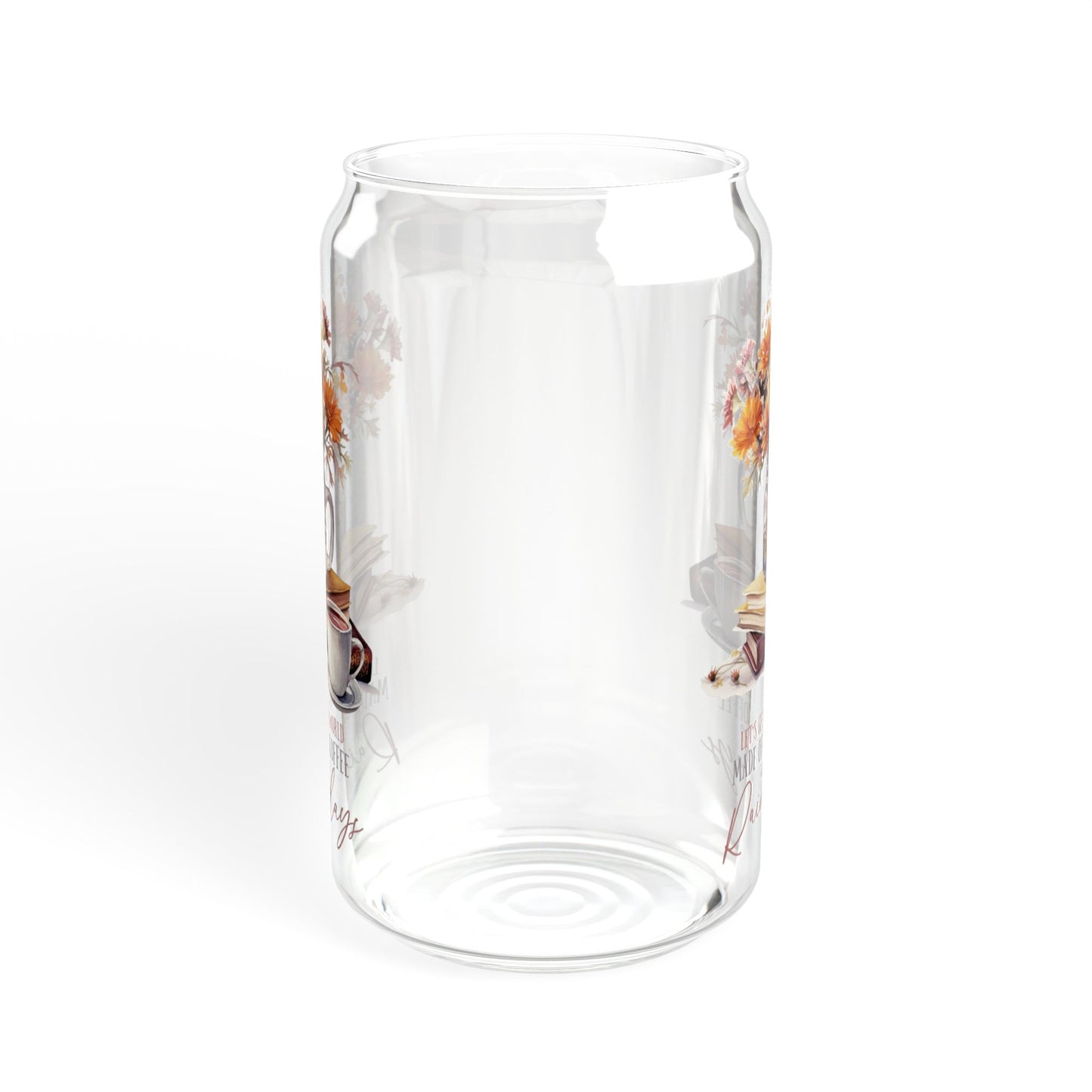 'Books Coffee and Rainy Days' | 16oz Custom Sipper Glass with Bamboo Lid & Straw – Perfect for Sweet Treats and Family Parties
