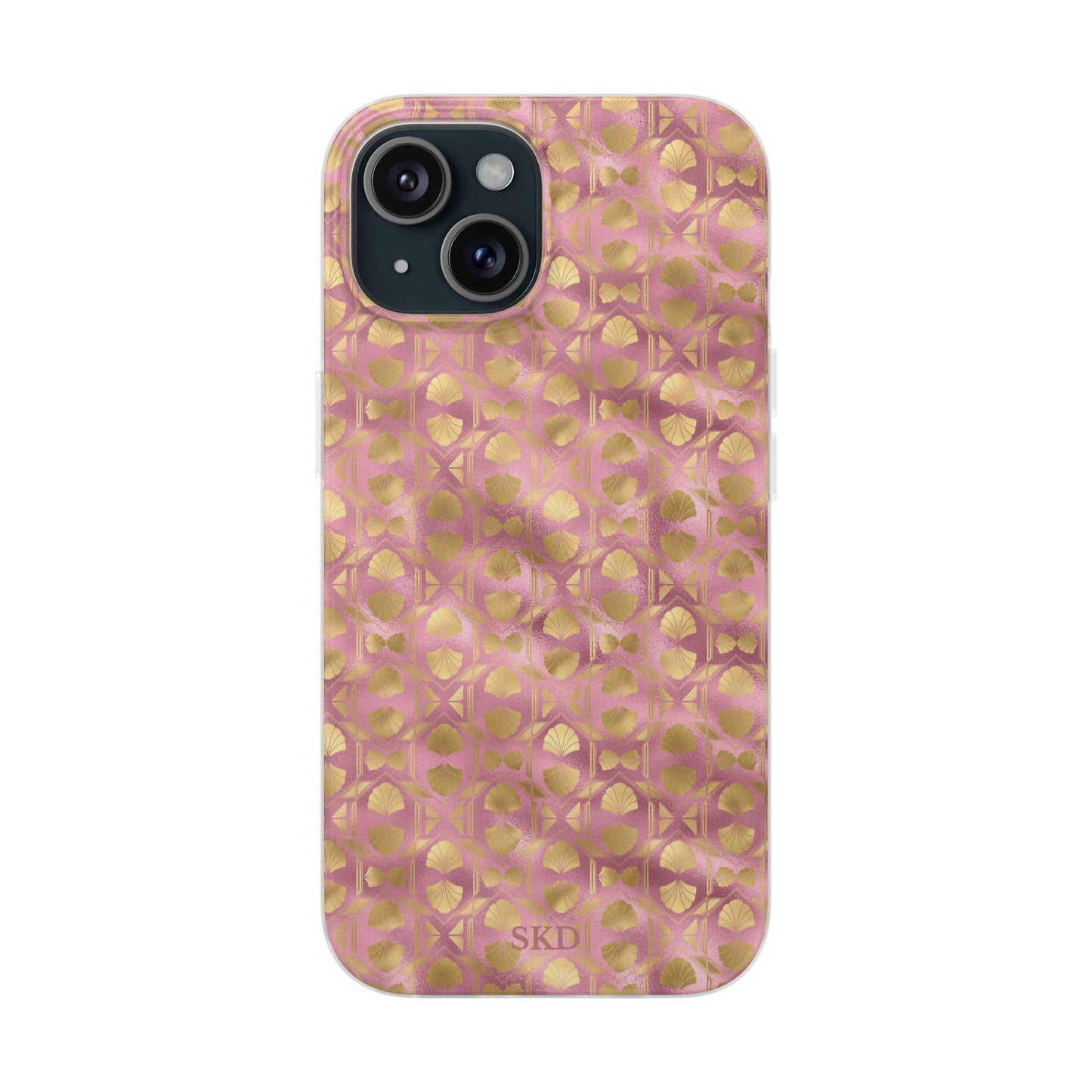 Collector's Vault: Blush Horizon | Soft, Pastel Pink & Gold iPhone Case | Shock-Absorbing TPU Protective Cover, Slim & Wireless Charging Compatible, All iPhone Sizes
