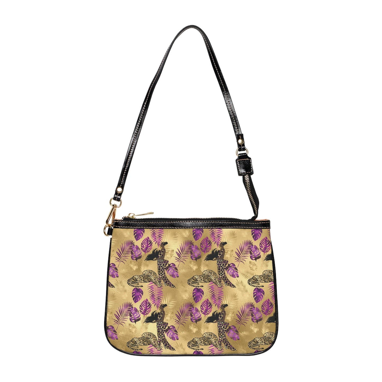 Vault Exclusive: Wild Majesty | Royal Purple and Gold Leopard Small Shoulder Bag | Bold Statement for Confident Fashionistas