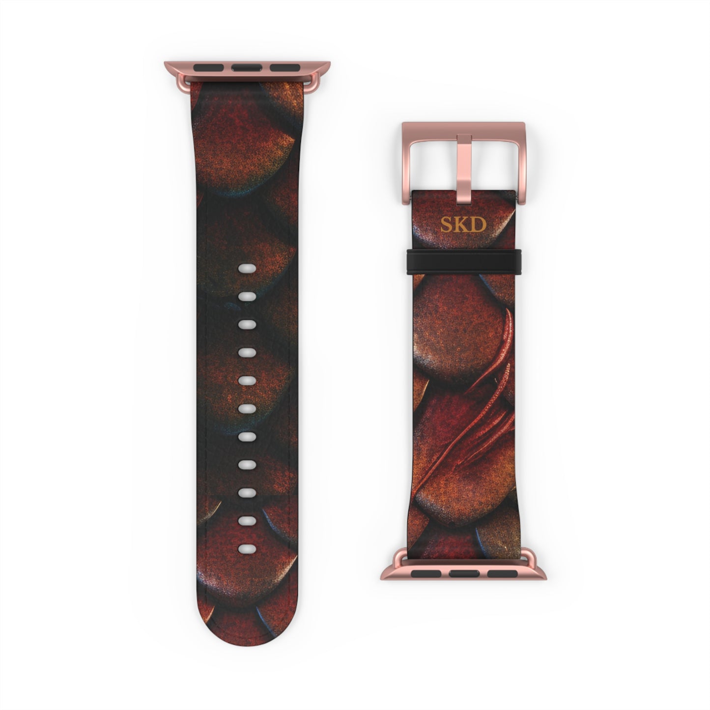 LIMITED EDITION: Enchanting Mystique | Luxurious Multi-Color Dragon Scale Apple Watch Strap, RoHS, REACH & Intertek Certified (Red Version) | Stainless Steel Buckle, All Series Compatible