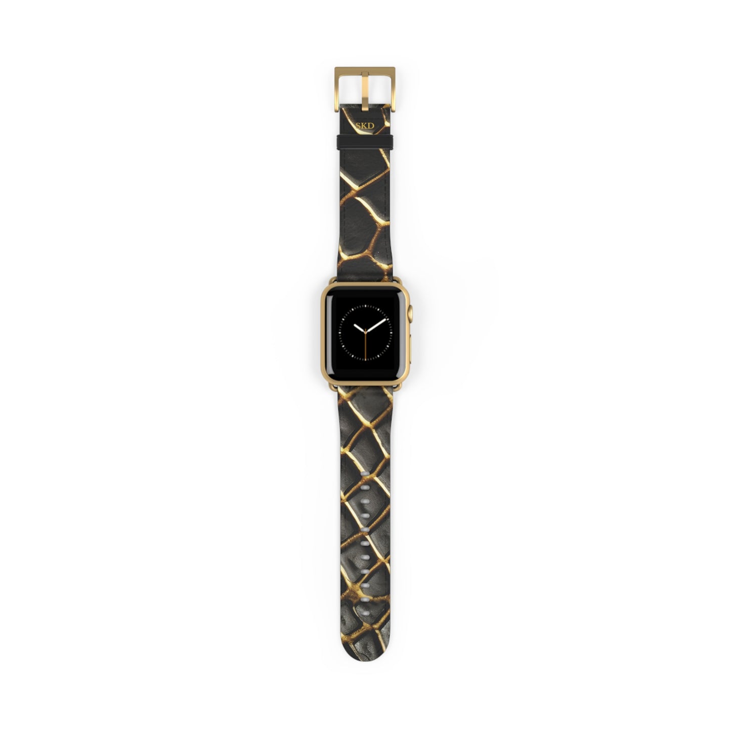 LIMITED EDITION: Obsidian Venom | Striking Black & Gold Faux Snake Leather Apple Watch Strap, RoHS, REACH, and Intertek Certified |  Stainless Steel, All Series Compatible