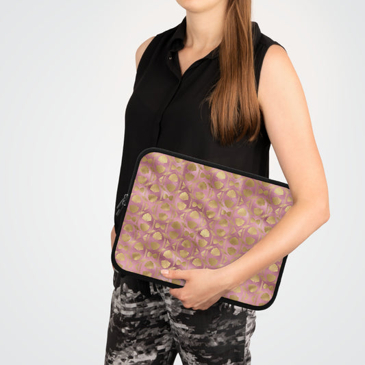 Collector's Vault: Blush Horizon | Soft, Pastel Pink & Gold Laptop Sleeve | Stylish Neoprene Protective Case, Water-Resistant, Lightweight & Shock-Absorbing