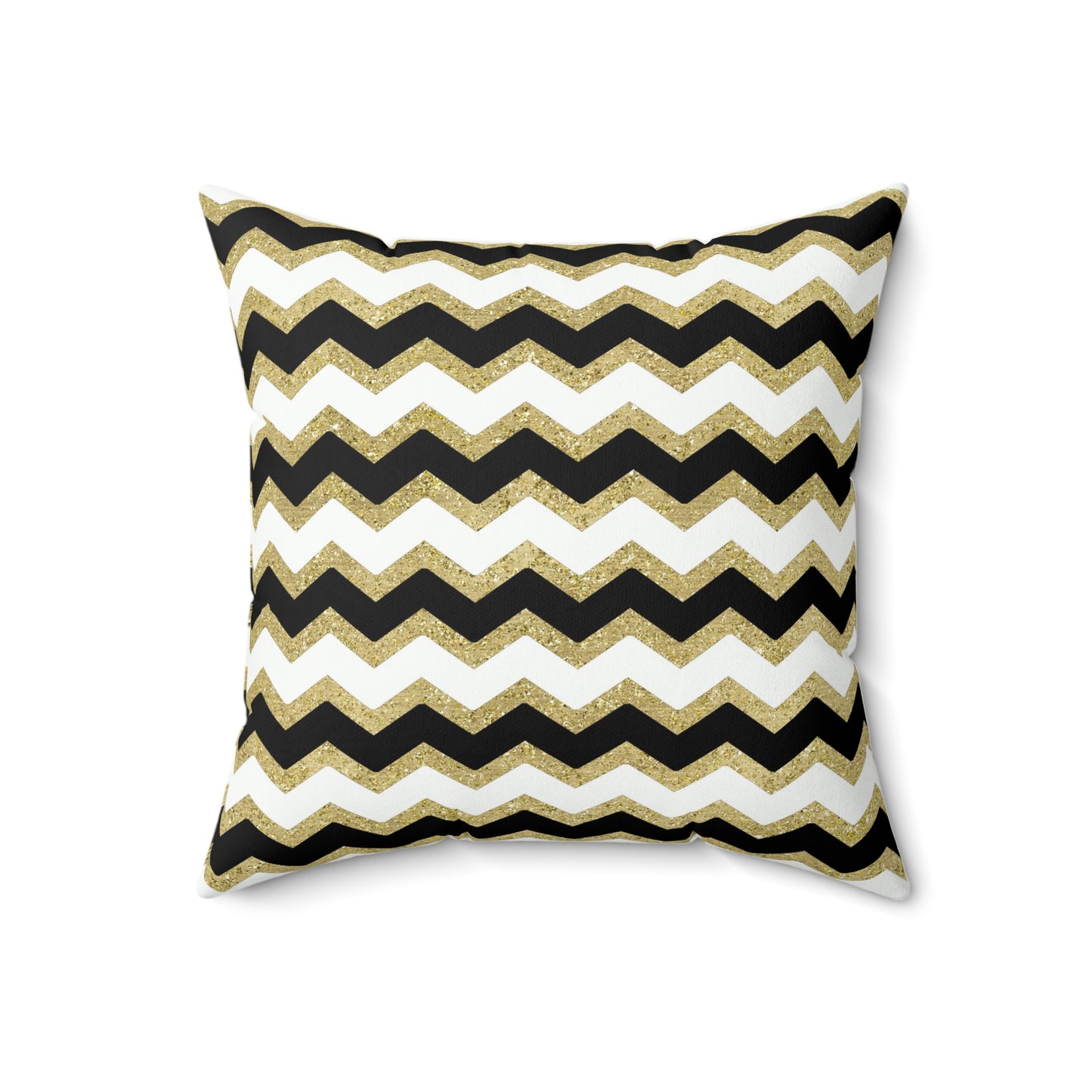 Gold Black Zigzag Custom Spun Polyester Square Pillow – Stylish Double-Sided Home Décor Accent for a Personalized Touch