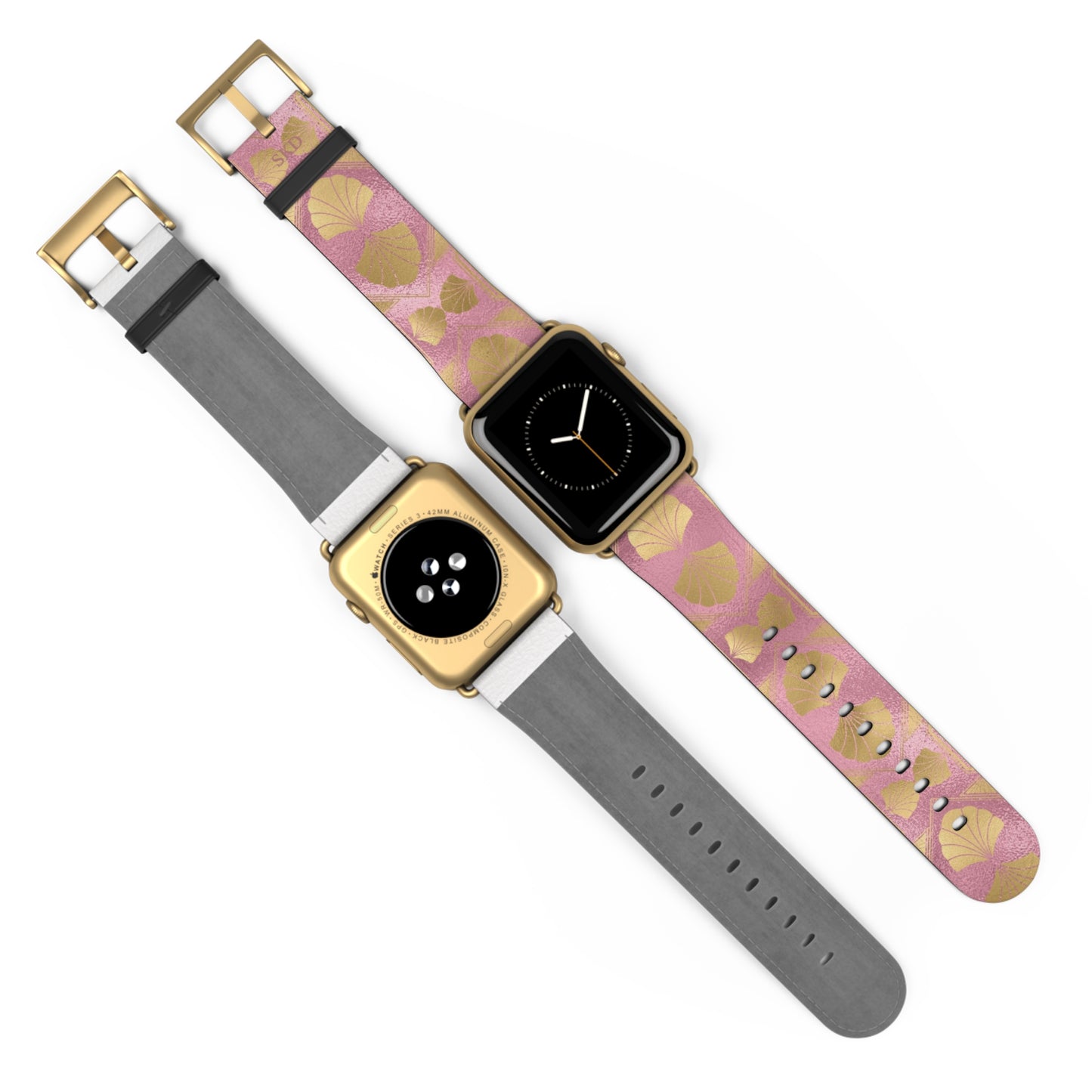 Collector's Vault: Blush Horizon | Soft Pastel Pink & Gold Apple Watch Strap, RoHS, REACH & Intertek Certified | Stainless Steel, All Series Compatible