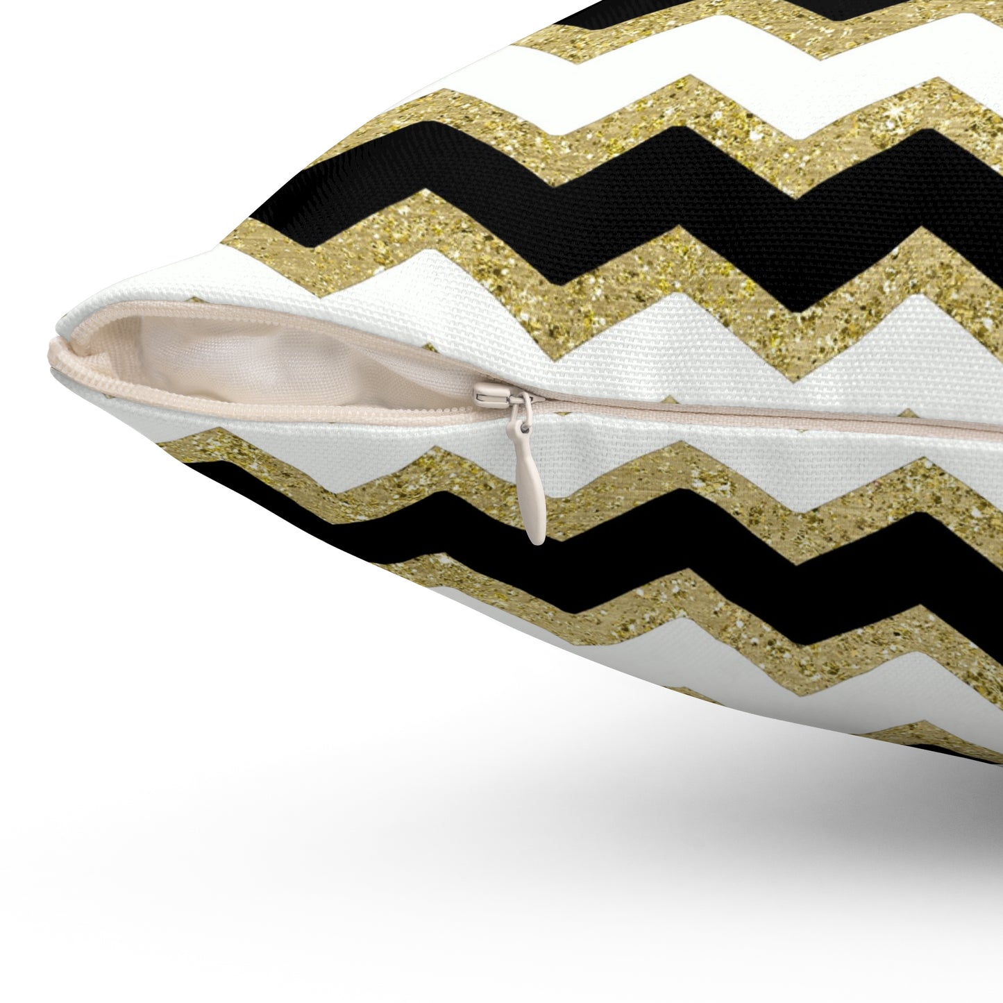 Gold Black Zigzag Custom Spun Polyester Square Pillow – Stylish Double-Sided Home Décor Accent for a Personalized Touch