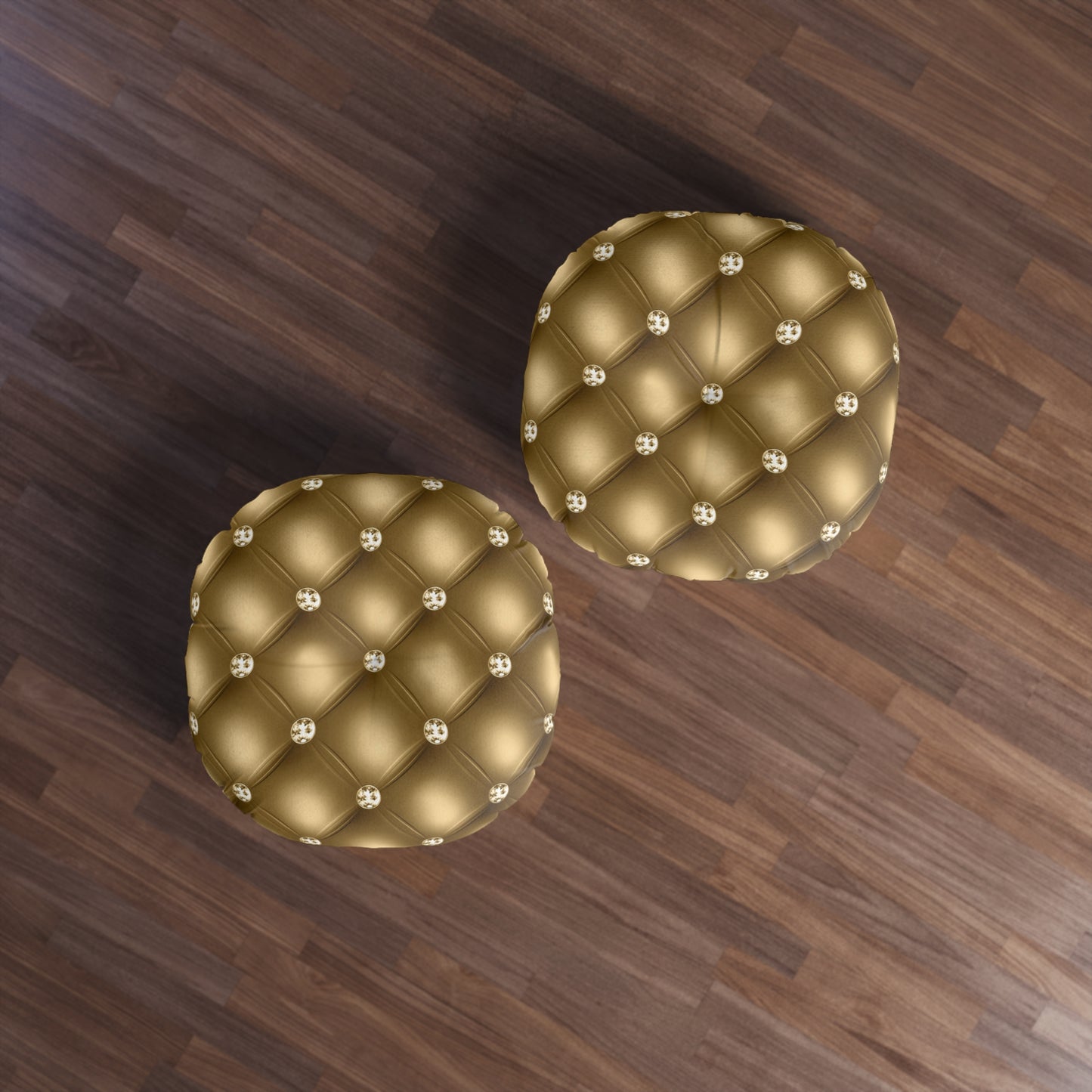 Gilded Royale | Golden Tufted Round Pillow with Jewel Accents | Opulent Statement for Luxurious Interiors