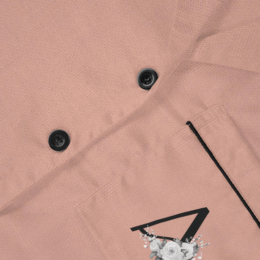 Letter A - Monogrammed Peach Cottage Satin Pajamas for Women | Soft, Elegant Sleepwear with Drawstring Waist - Signature Keepsake Designs