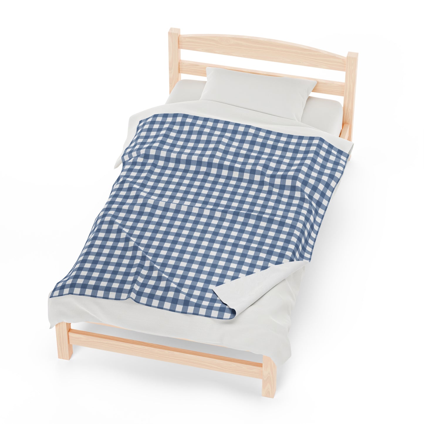 Custom Blue Check Plush Velveteen Plaid Blanket – Cozy, Soft, and Perfect for Personalized Gifts | 50x60