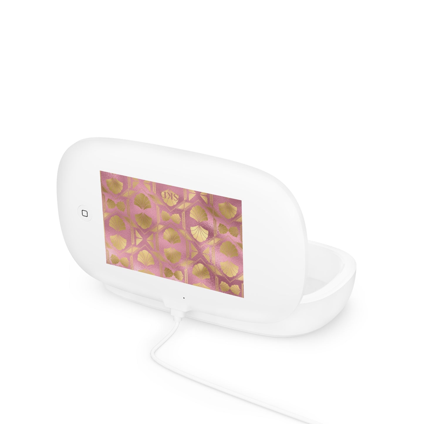 Collector's Vault: Blush Horizon | Soft, Pastel Pink & Gold UV Phone Sanitizer & Wireless Charging Pad | Kills 99% of Germs, Fits Phones, Keys & Jewelry