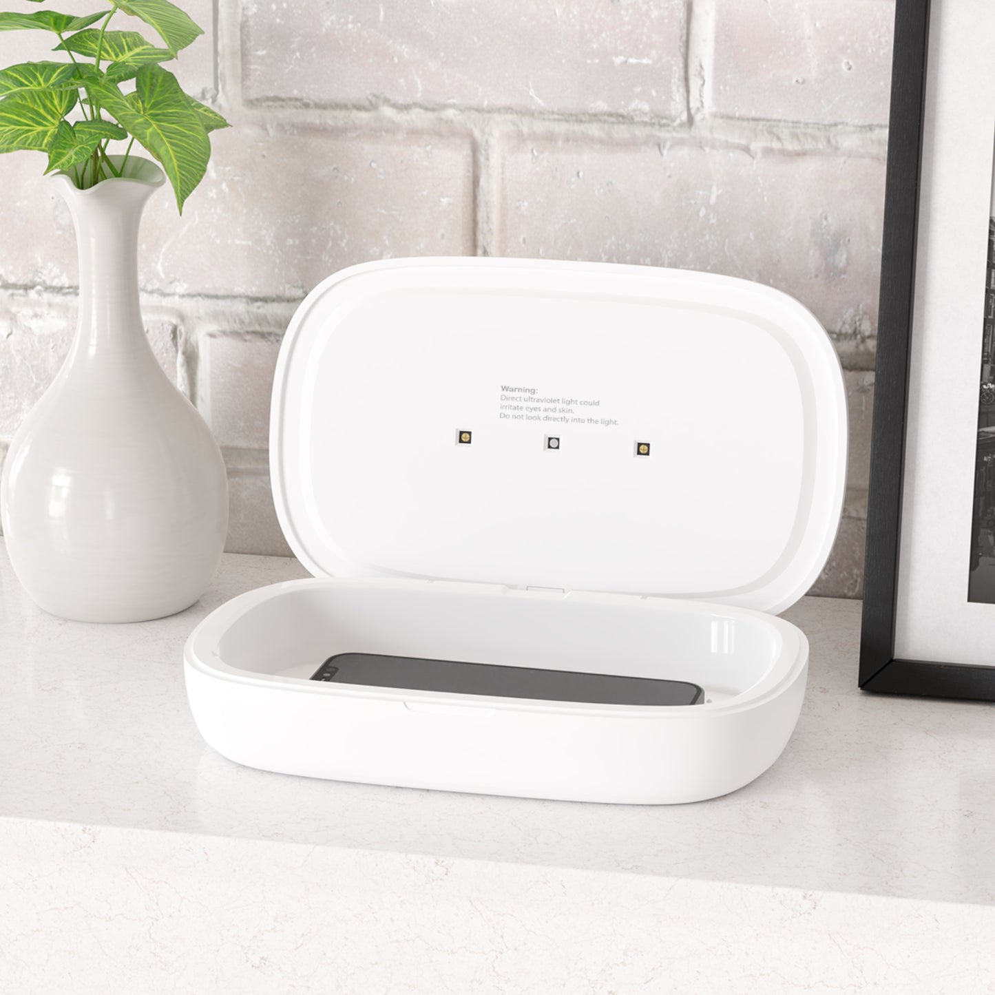 Tawny Reserve | Tan Faux Leather UV Phone Sanitizer & Wireless Charging Pad | Kills 99% of Germs, Fits Phones, Keys & Jewelry