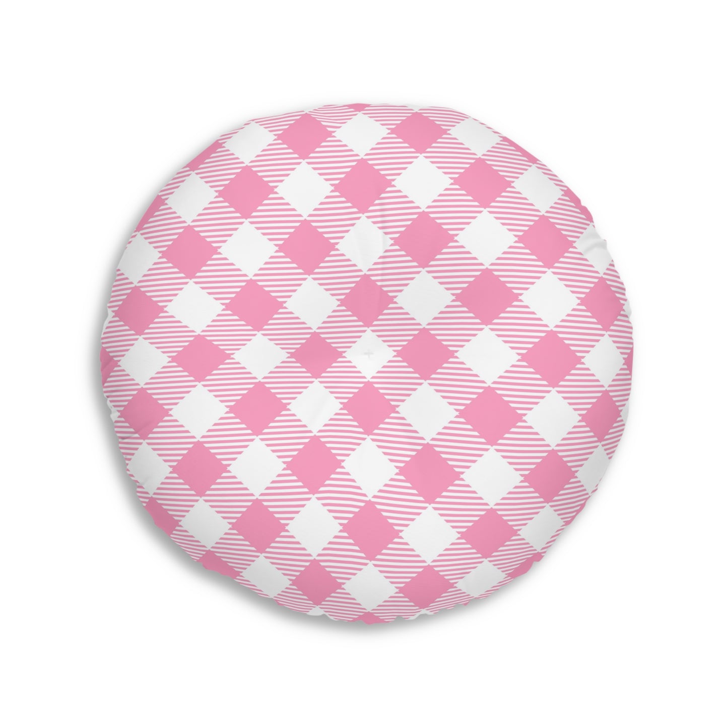 Pink Gingham Round Tufted Floor Pillow | Sweet Vintage Style Meets Plush Comfort