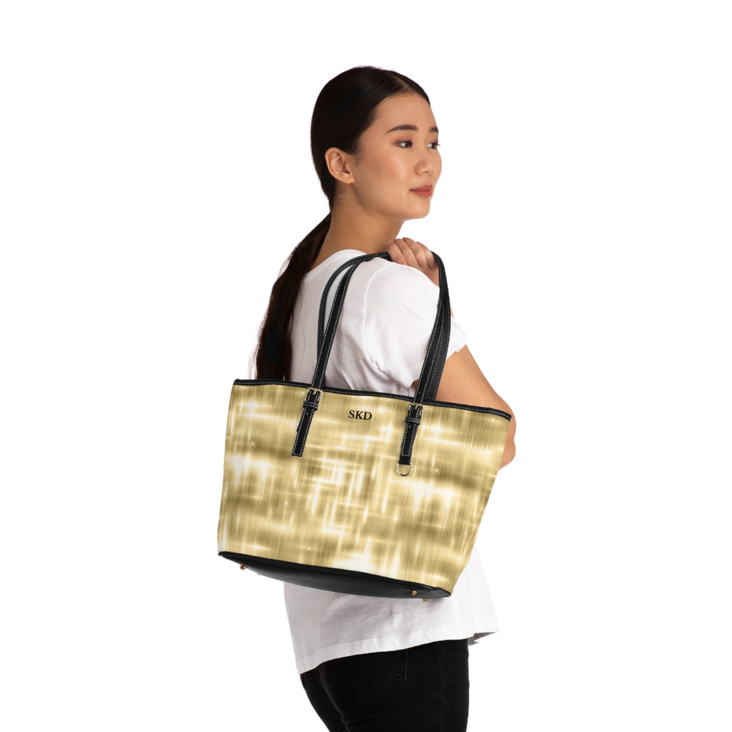 Collector's Vault: Aurum Gala | Glitter & Gold Smooth Shoulder Bag | Radiant Showpiece for Grand Occasions