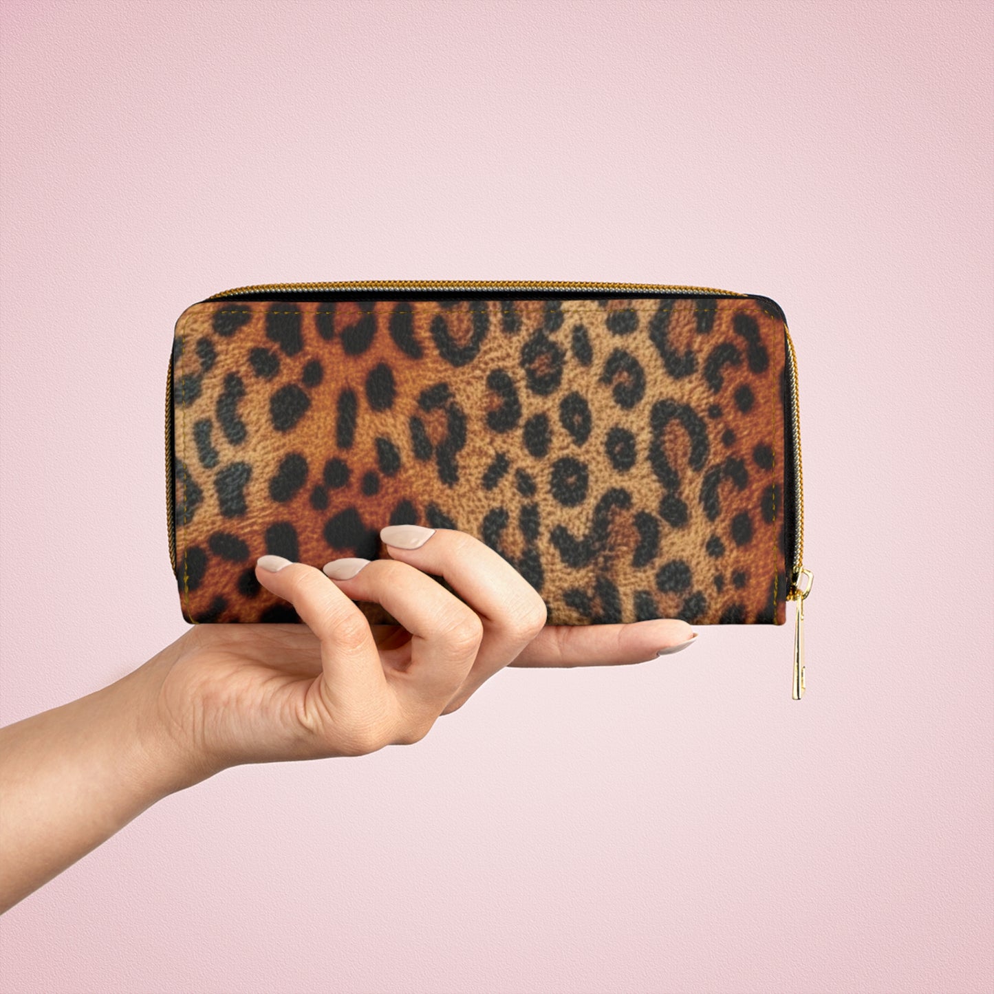 Elysian Safari | Leopard Faux Leather Zipper Wallet | Gilded Edge for the Modern Muse