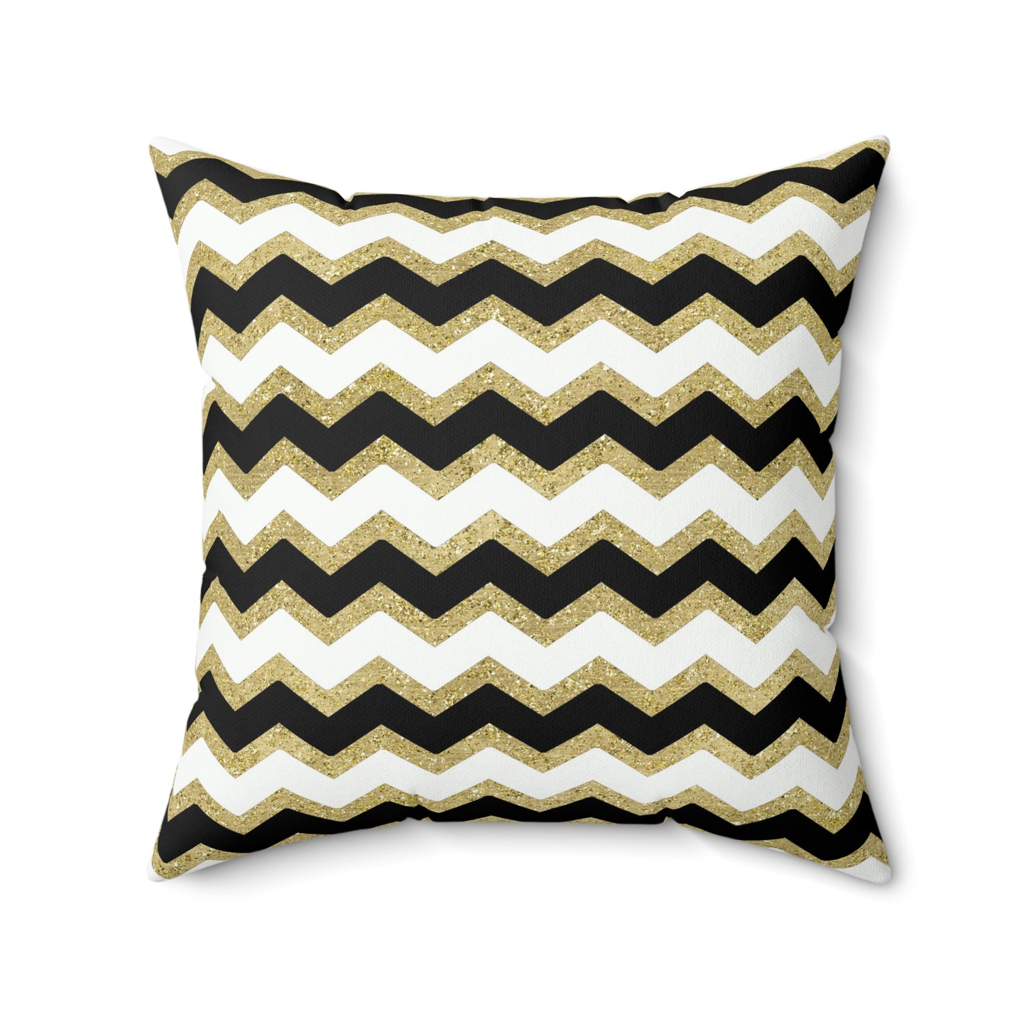 Gold Black Zigzag Custom Spun Polyester Square Pillow – Stylish Double-Sided Home Décor Accent for a Personalized Touch