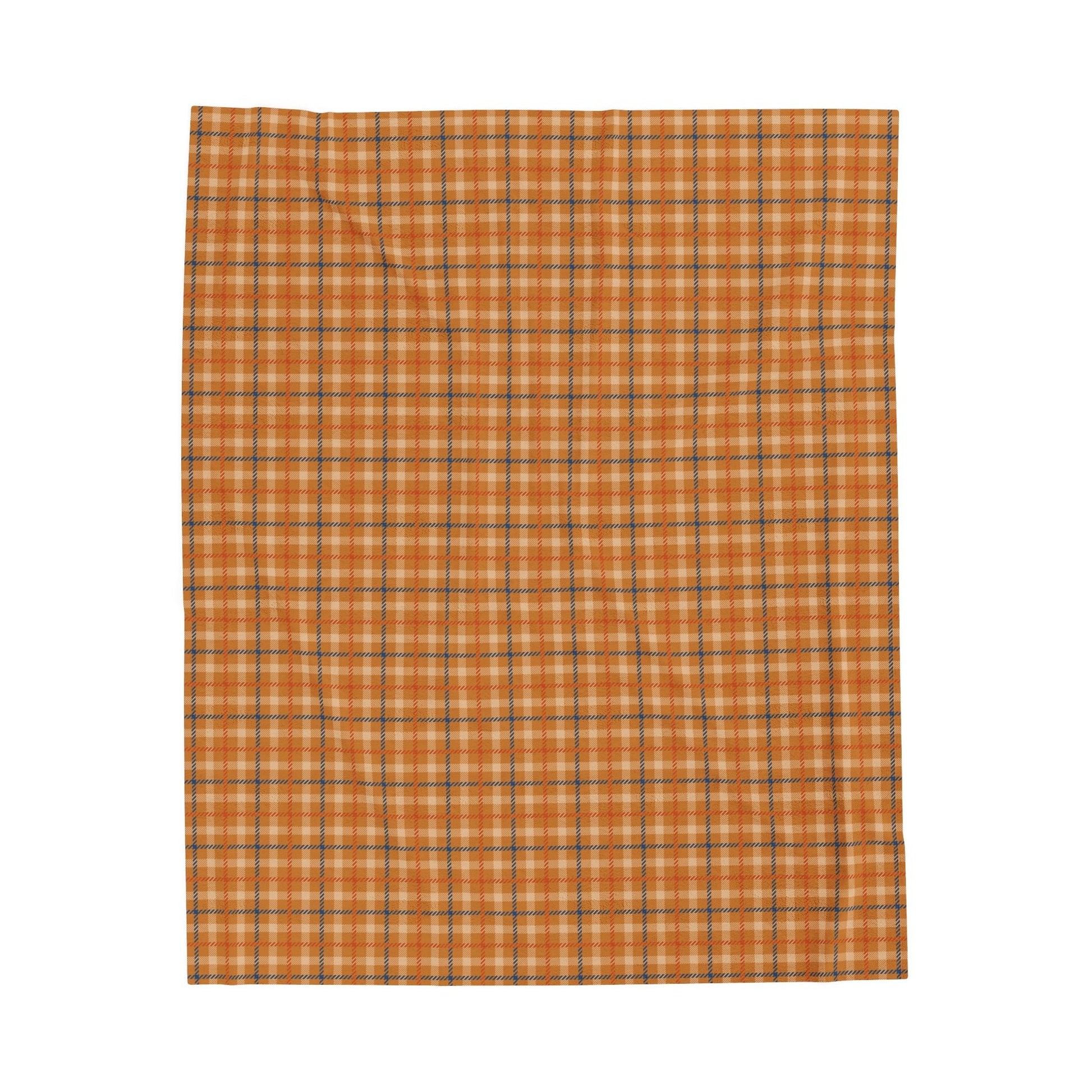 Custom Orange Brown Plush Velveteen Plaid Blanket – Cozy, Soft, and Perfect for Personalized Gifts | 50x60 - Signature Keepsake Designs
