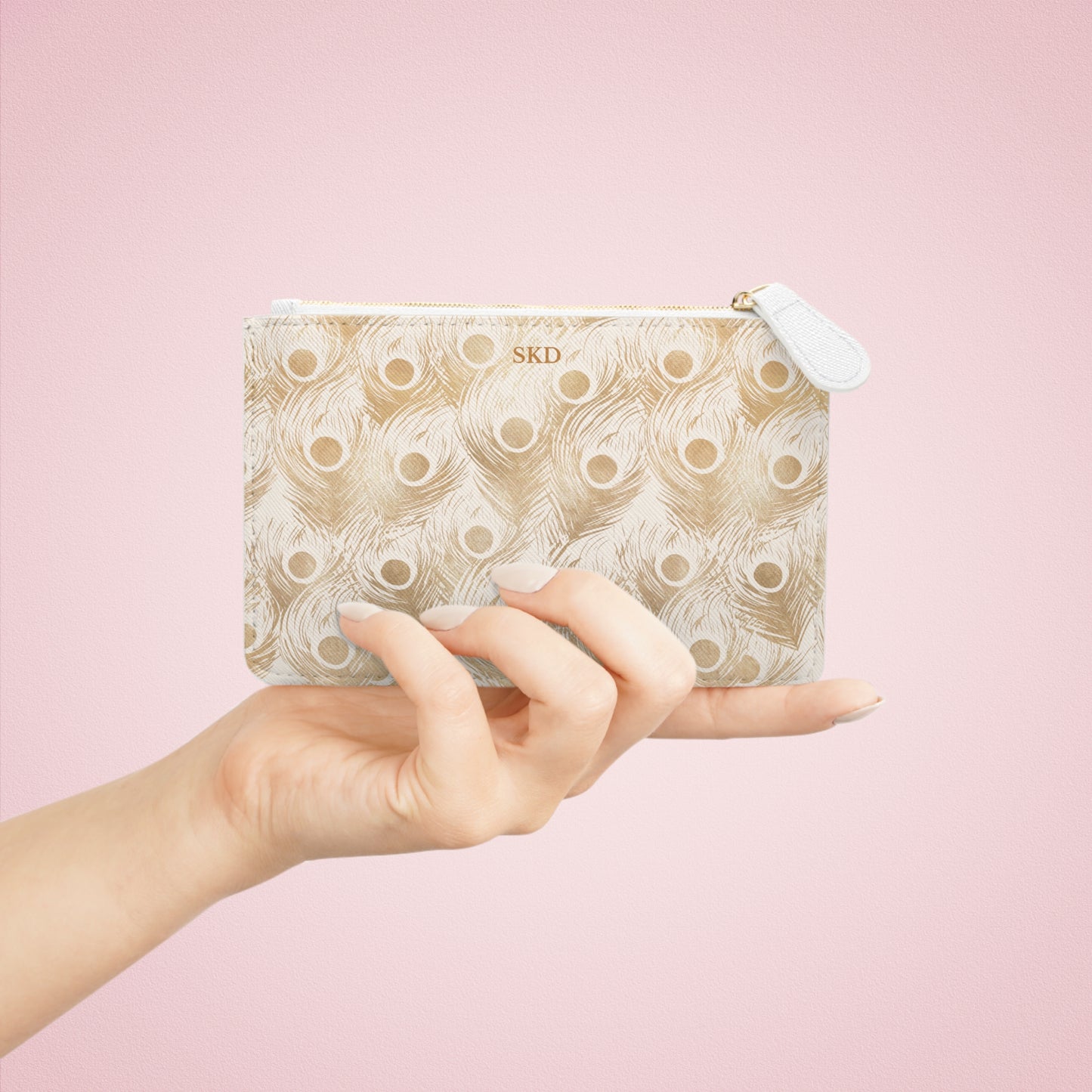 Collector's Vault: Golden Plume | Gold Feather-Patterned Mini Clutch Bag | Luxe Accent Piece for Elegant Evenings