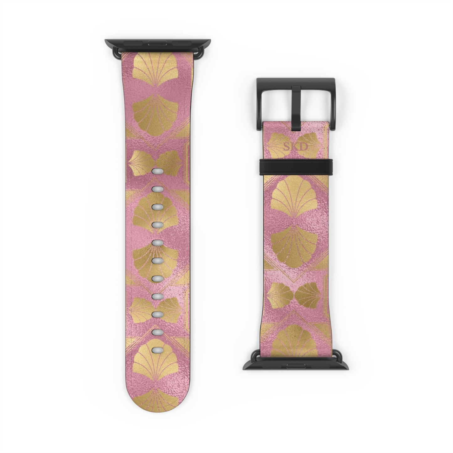 Collector's Vault: Blush Horizon | Soft Pastel Pink & Gold Apple Watch Strap, RoHS, REACH & Intertek Certified | Stainless Steel, All Series Compatible