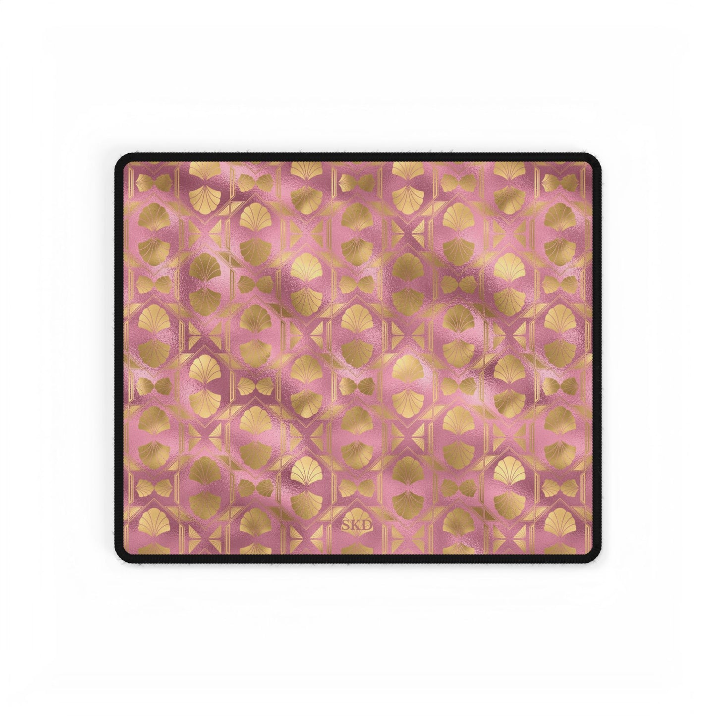 Collector's Vault: Blush Horizon | Soft Pastel Pink & Gold Computer Desk Mat | Non-Slip Rubber Base, Smooth Surface for Creative Spaces