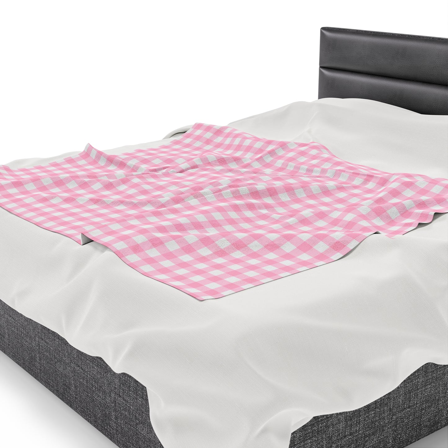 Custom Pink Check Plush Velveteen Plaid Blanket – Cozy, Soft, and Perfect for Personalized Gifts | 50x60